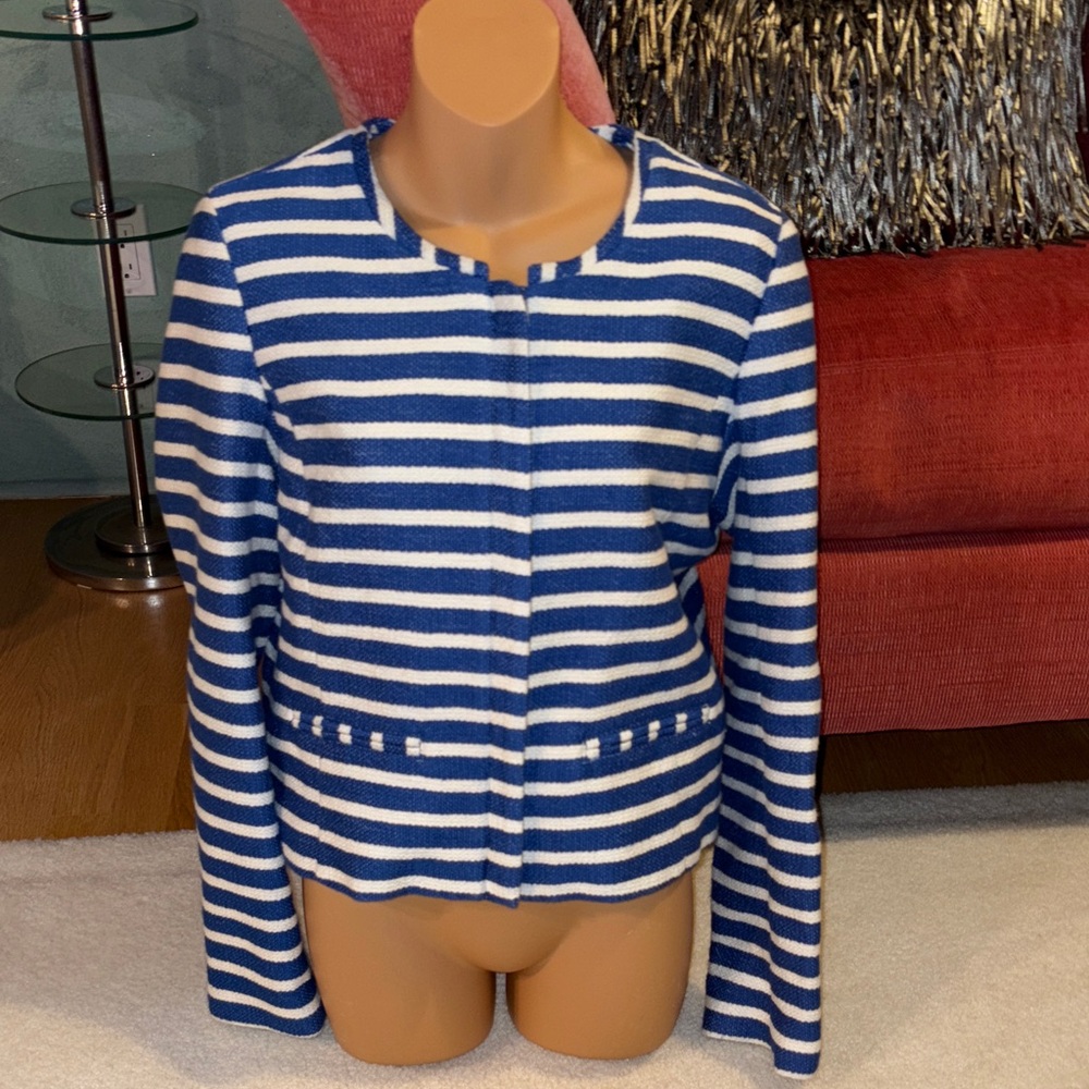 GAP Blue and White Striped Women's Jacket
